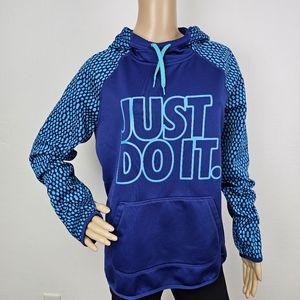 Nike Therma Fit Blue Sweatshirt Just Do It Logo Hoodie Sz M Activewear Gorpcore